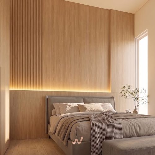 Desain Interior Kamar TidurKamar tidur ini dirancang dengan estetika yang lebih intim, memaksima (1)
