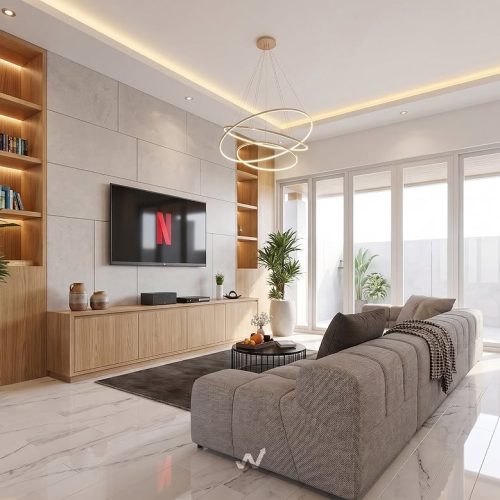 Desain Interior R.KeluargaRuang keluarga ini mengusung konsep modern minimalis dengan sentuhan n