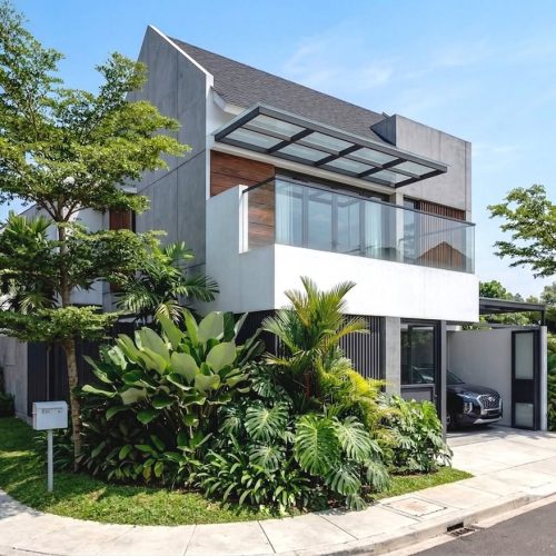 Rumah Modern 2 LantaiDesain rumah ini menampilkan konsep modern tropis yang minimalis dan fungsi (2)