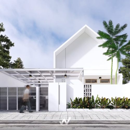Rumah Scandinavian 1 LantaiRumah tinggal 1 lantai dengan konsep scandinavian, bentuk geometri s